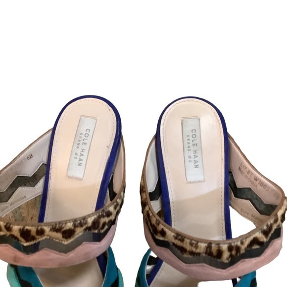 COLE HAAN Emilia Calf Hair Multicolored Colorful Heeled Sandal-Size 6 - Picture 4 of 10